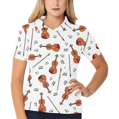 Violin Pattern Print Design 02 Women's Polo Shirt