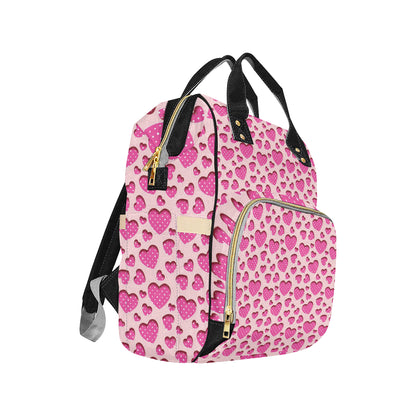 Heart Pink Pattern Print Design HE06 Diaper Bag Backpack