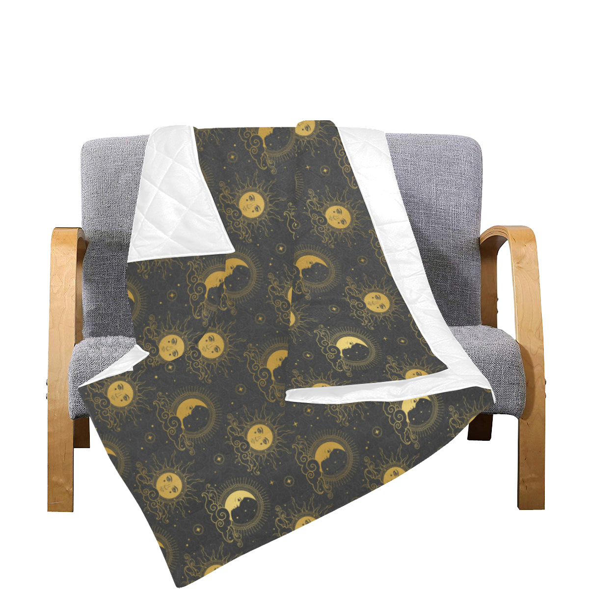 Celestial Moon Sun Pattern Print Design 05 Premium Quilt