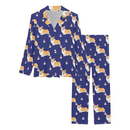 Pembroke Welsh Corgis Pattern Print Design A07 Women's Long Pajama Set