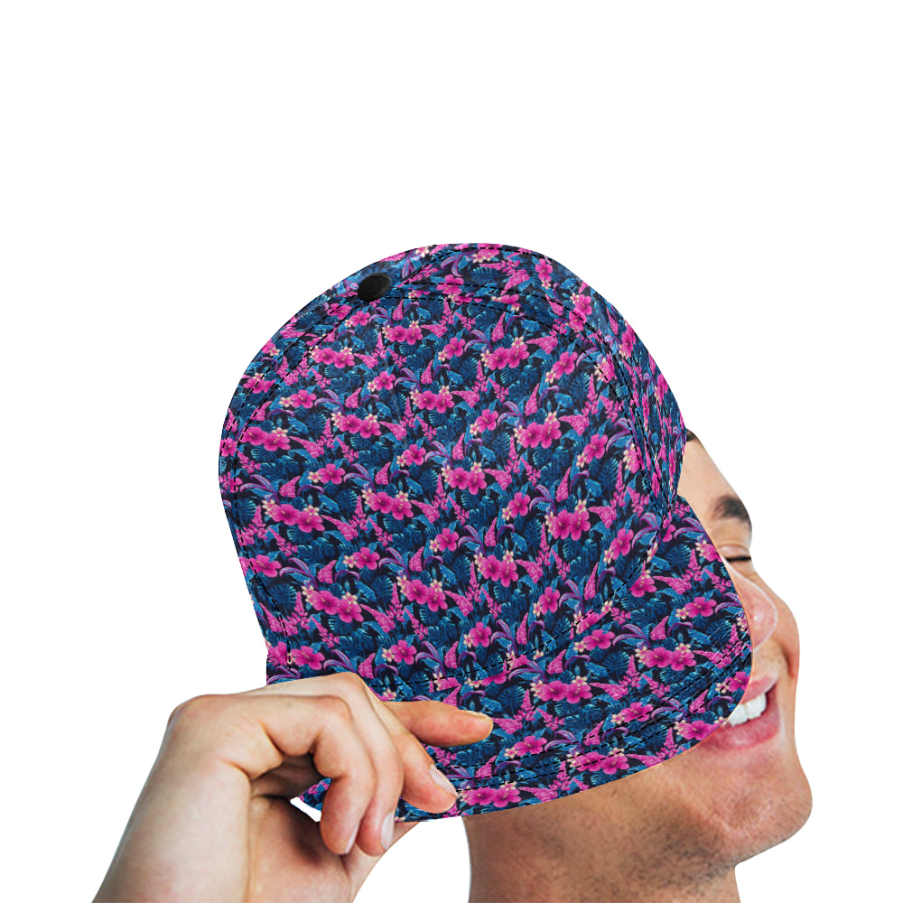 Tropical Folower Pink Themed Print Snapback Cap