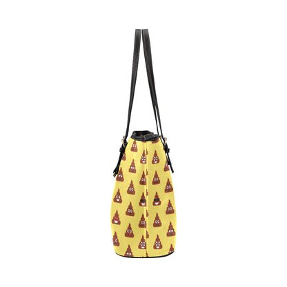 Emoji Poop Print Pattern Leather Tote Bag