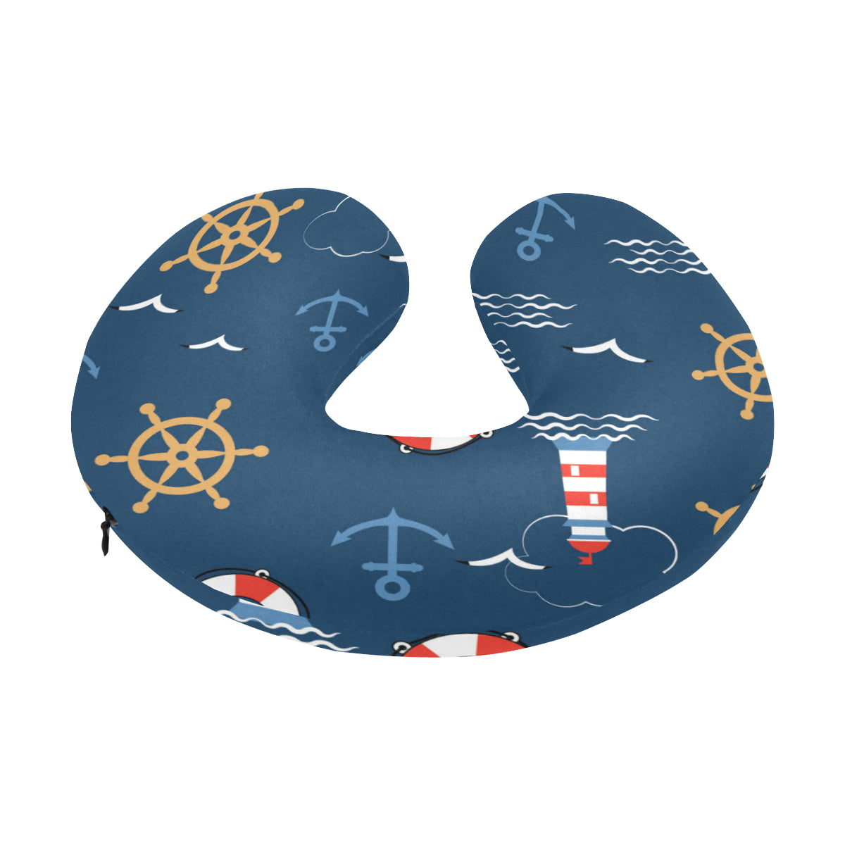 Nautical Pattern Print Design A06 U-Shaped Travel Neck Pillow