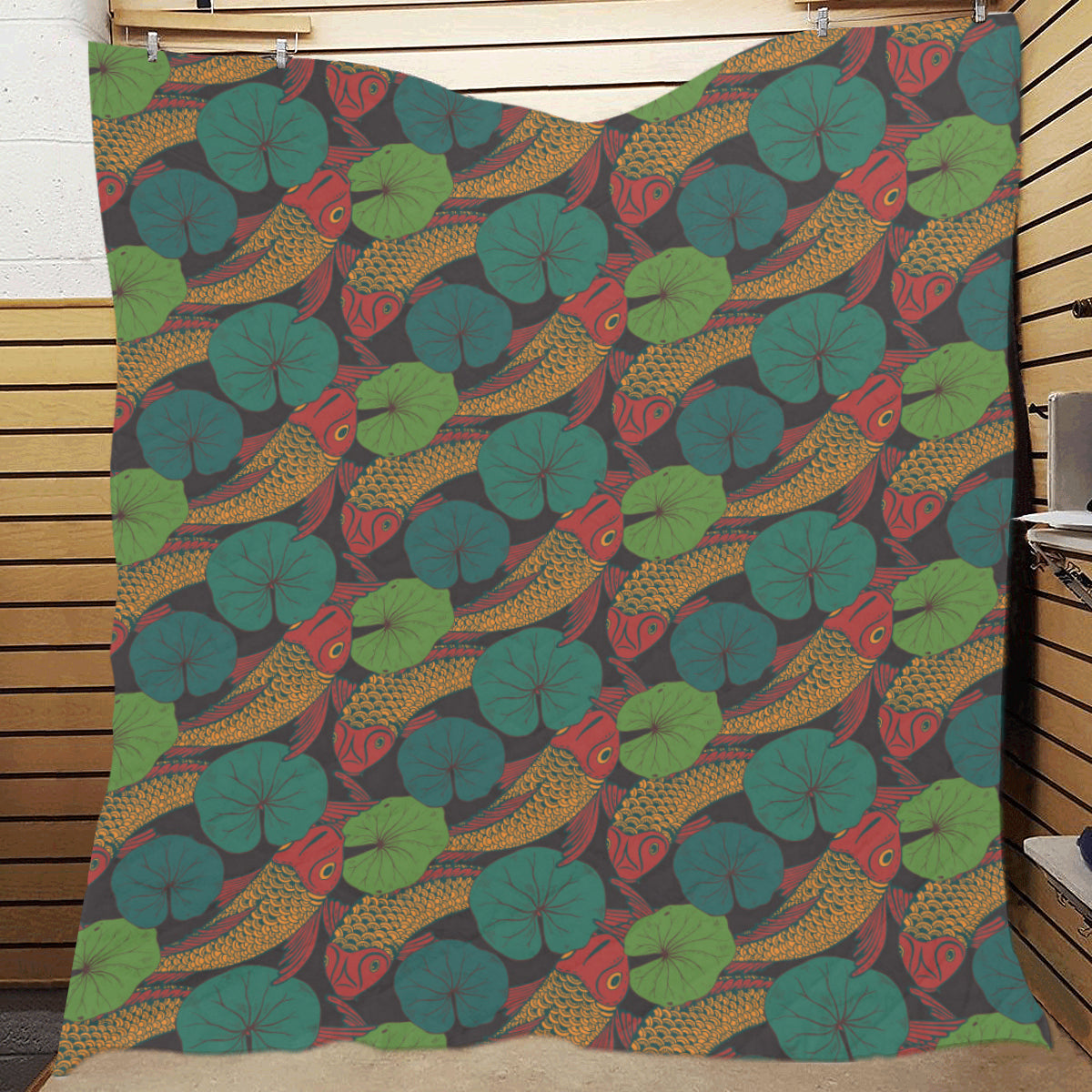 KOI Fish Pattern Print Design 01 Premium Quilt