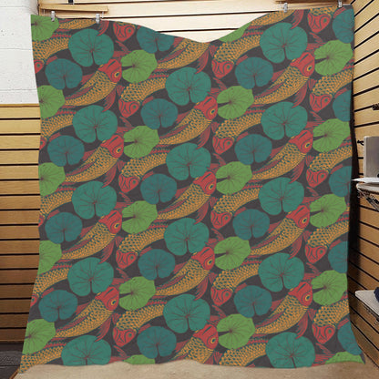 KOI Fish Pattern Print Design 01 Premium Quilt