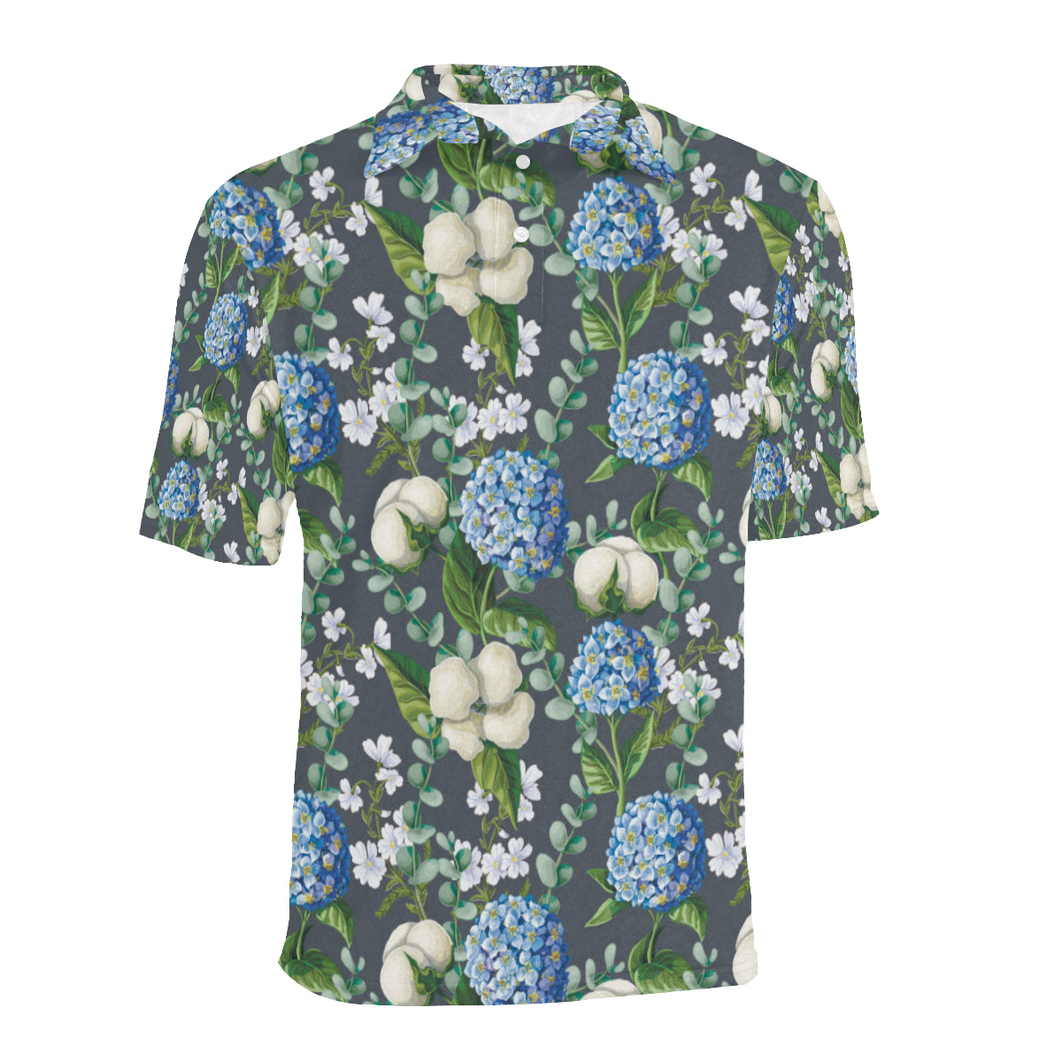 Hydrangea Pattern Print Design 02 Men Polo Shirt