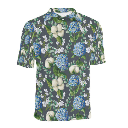 Hydrangea Pattern Print Design 02 Men Polo Shirt