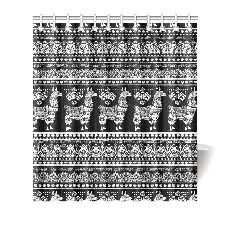 Llama Aztec Style Pattern Print Design 01 Shower Curtain