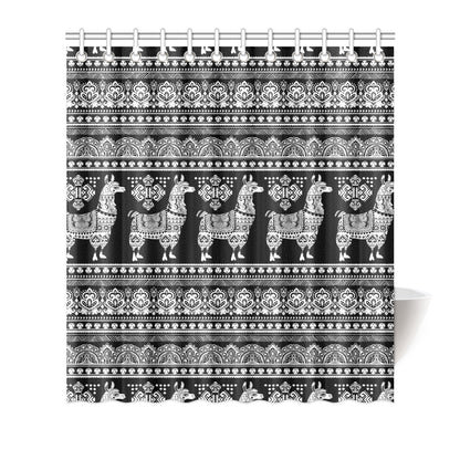 Llama Aztec Style Pattern Print Design 01 Shower Curtain
