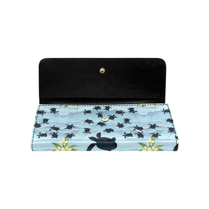 Sea Turtle Pattern Print Design T011 Women's Trifold Wallet