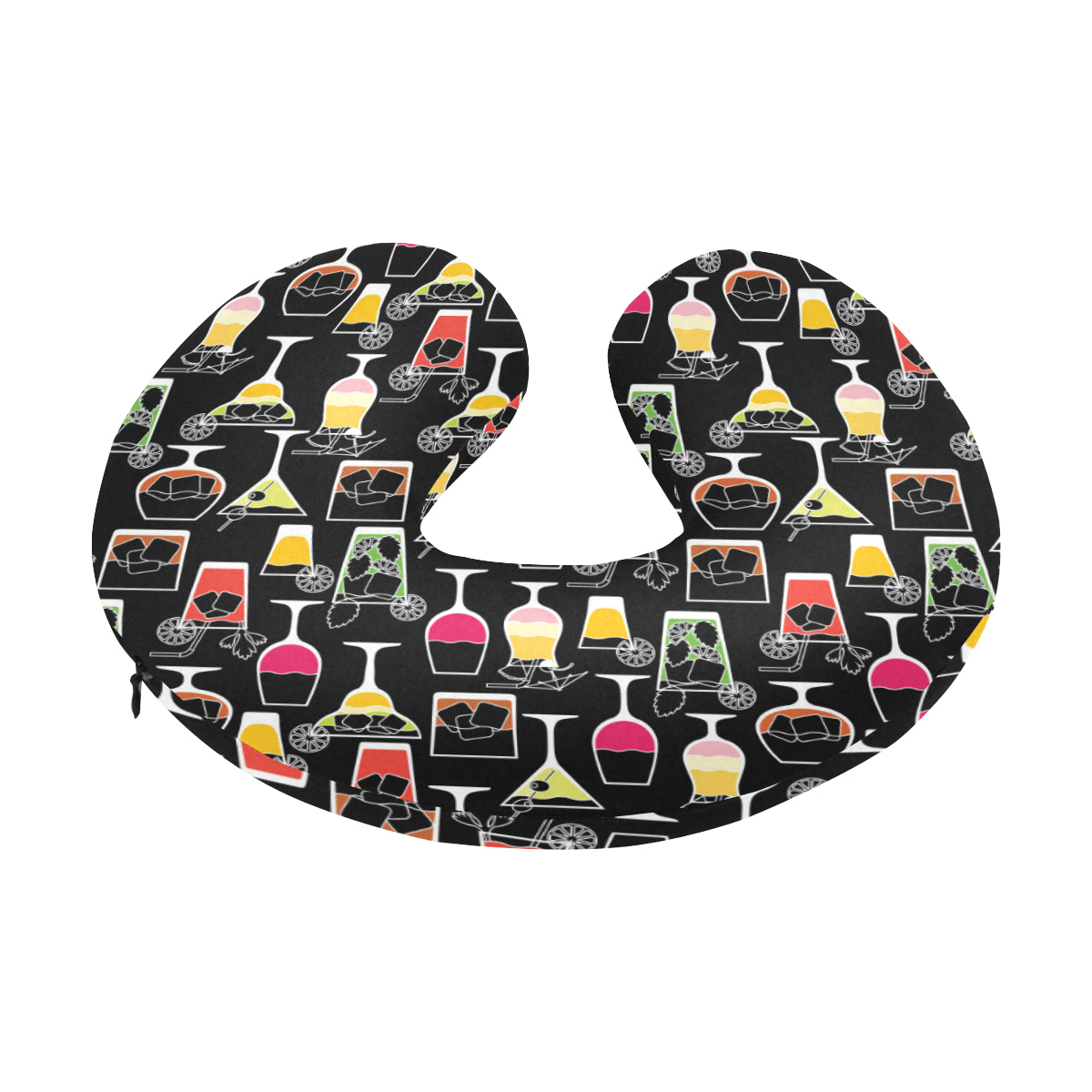 Cocktail Pattern Print Design 01 U-Shaped Travel Neck Pillow