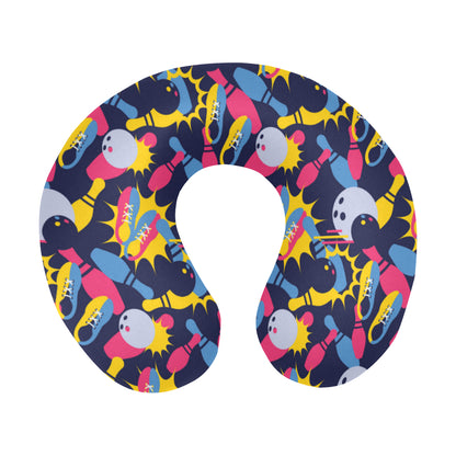 Bowling Pattern Print Design 02 U-Shaped Travel Neck Pillow