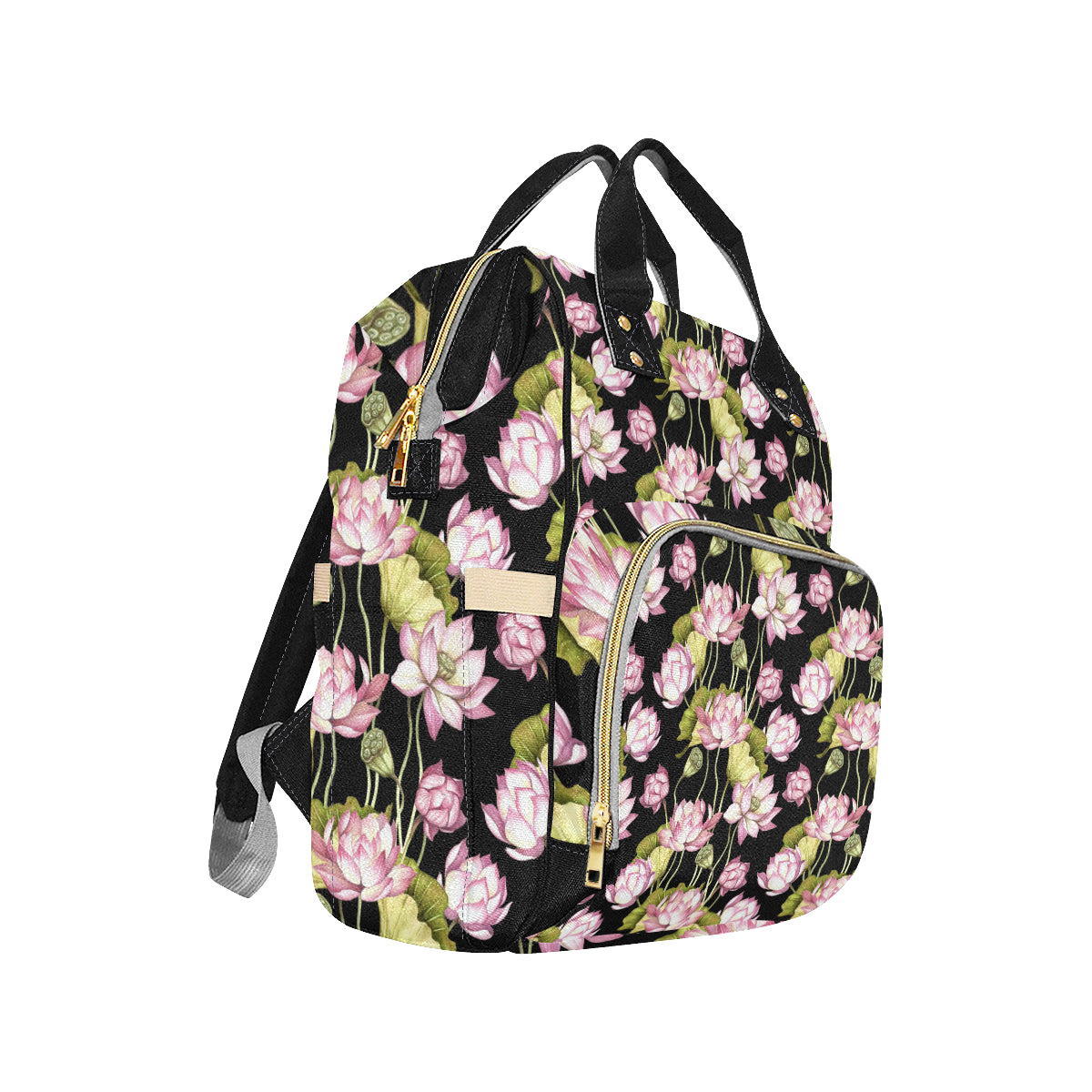 Water Lily Pattern Print Design WL06 Diaper Bag Backpack