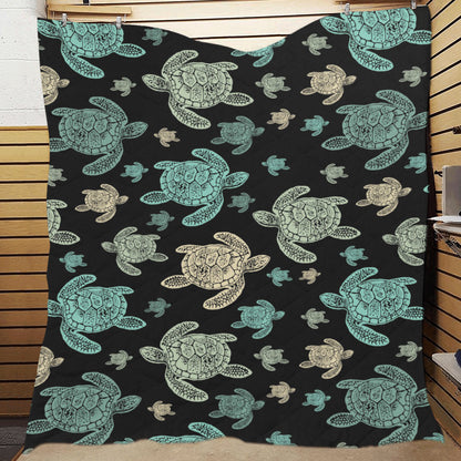 Sea Turtle Stamp Pattern Premium Quilt