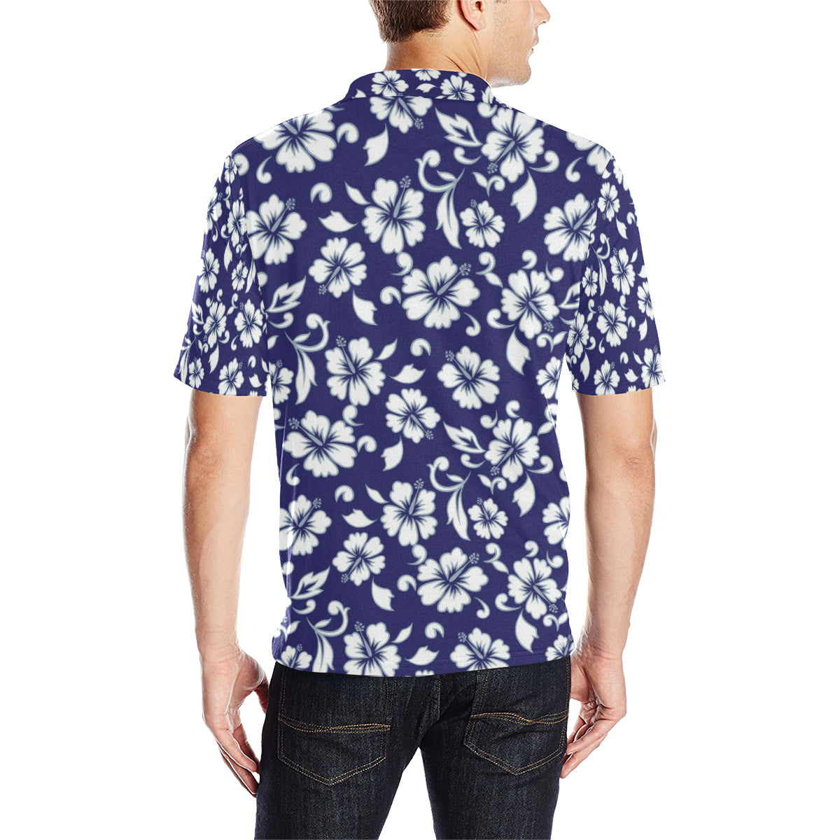 Hibiscus Pattern Print Design HB010 Men Polo Shirt