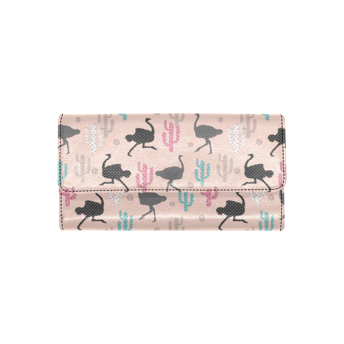 Ostrich Pattern Print Design 03 Women's Trifold Wallet