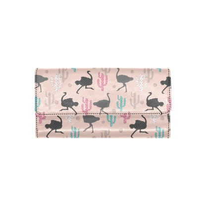 Ostrich Pattern Print Design 03 Women's Trifold Wallet