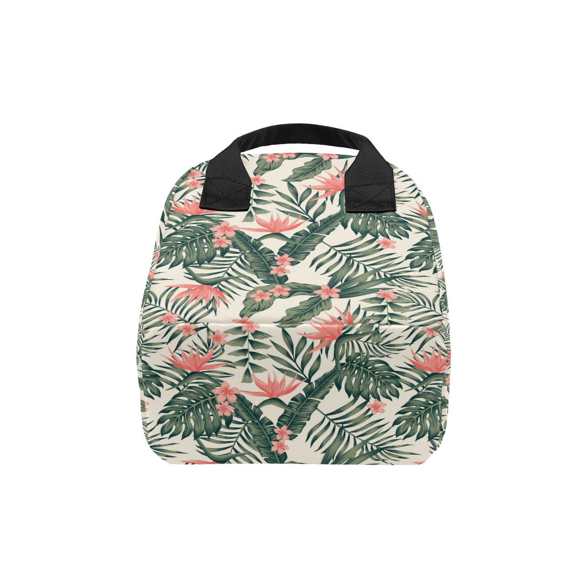 Tropical Flower Palm Leaves Insulated Lunch Bag