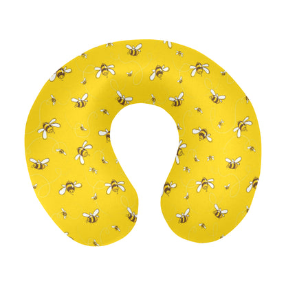 Bee Pattern Print Design 05 U-Shaped Travel Neck Pillow