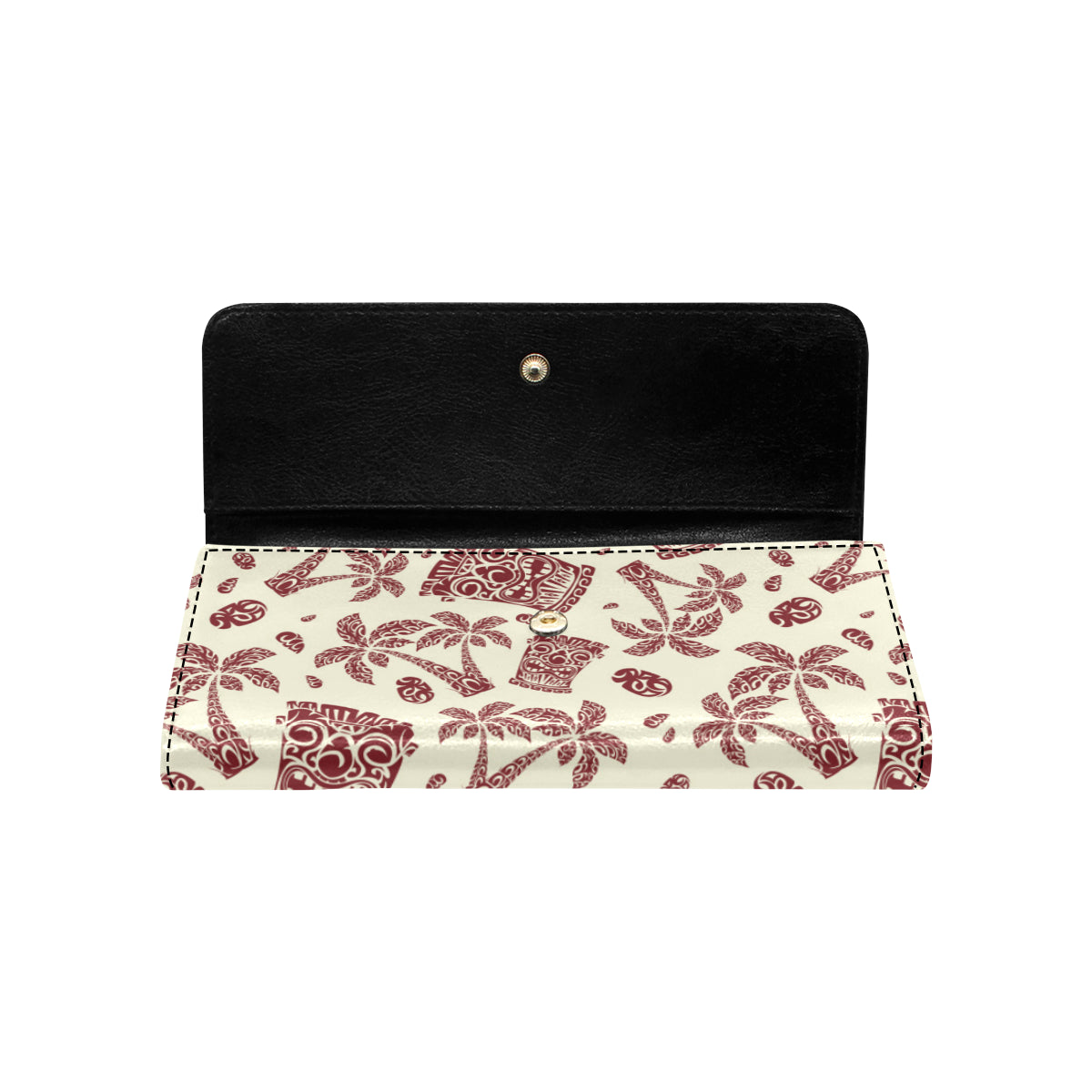 Tiki Tribal Mask Palm Tree Women's Trifold Wallet