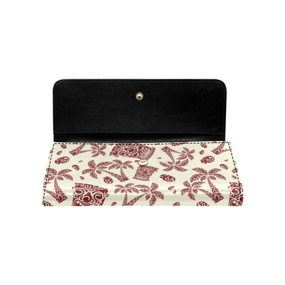 Tiki Tribal Mask Palm Tree Women's Trifold Wallet