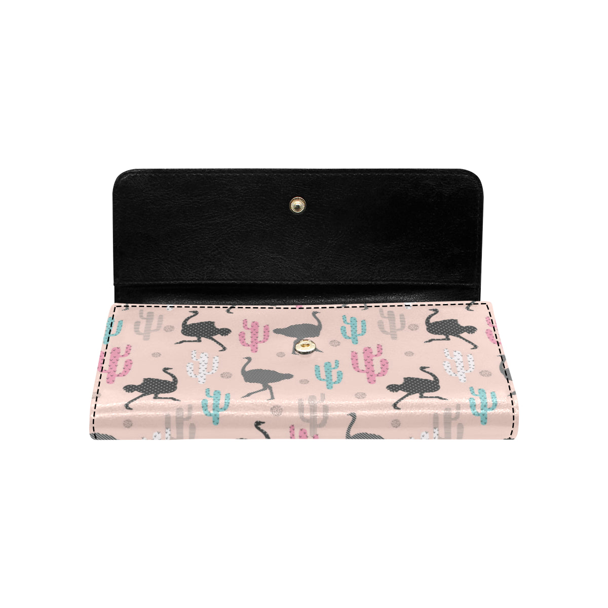 Ostrich Pattern Print Design 03 Women's Trifold Wallet