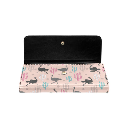 Ostrich Pattern Print Design 03 Women's Trifold Wallet