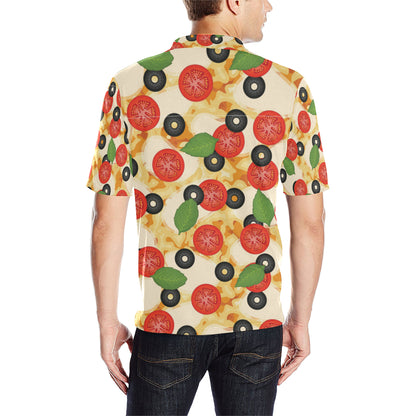 Pizza Pattern Print Design A05 Men Polo Shirt