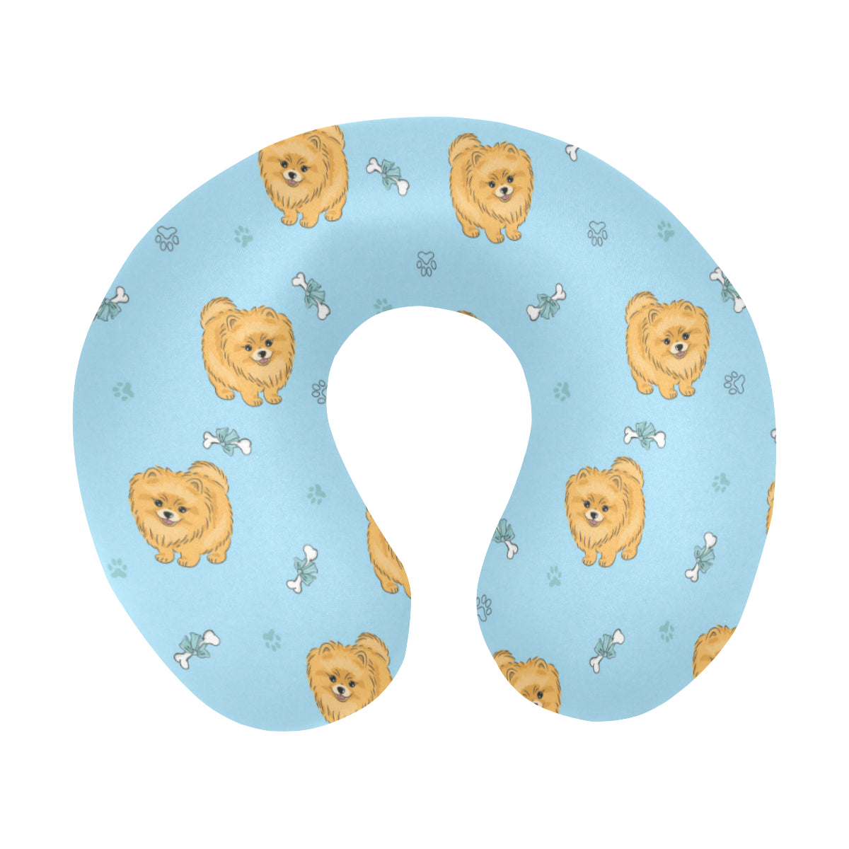 Pomeranians Pattern Print Design A03 U-Shaped Travel Neck Pillow
