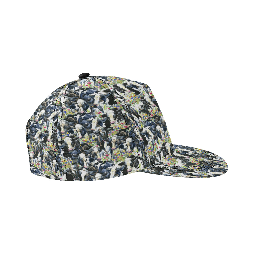 Cow Watercolor Print Pattern Snapback Cap