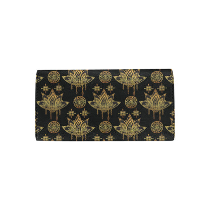 lotus Boho Pattern Print Design LO03 Women's Trifold Wallet