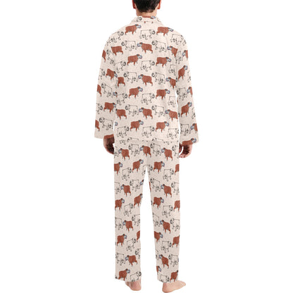 Bulldogs Pattern Print Design 04 Men's Long Pajama Set