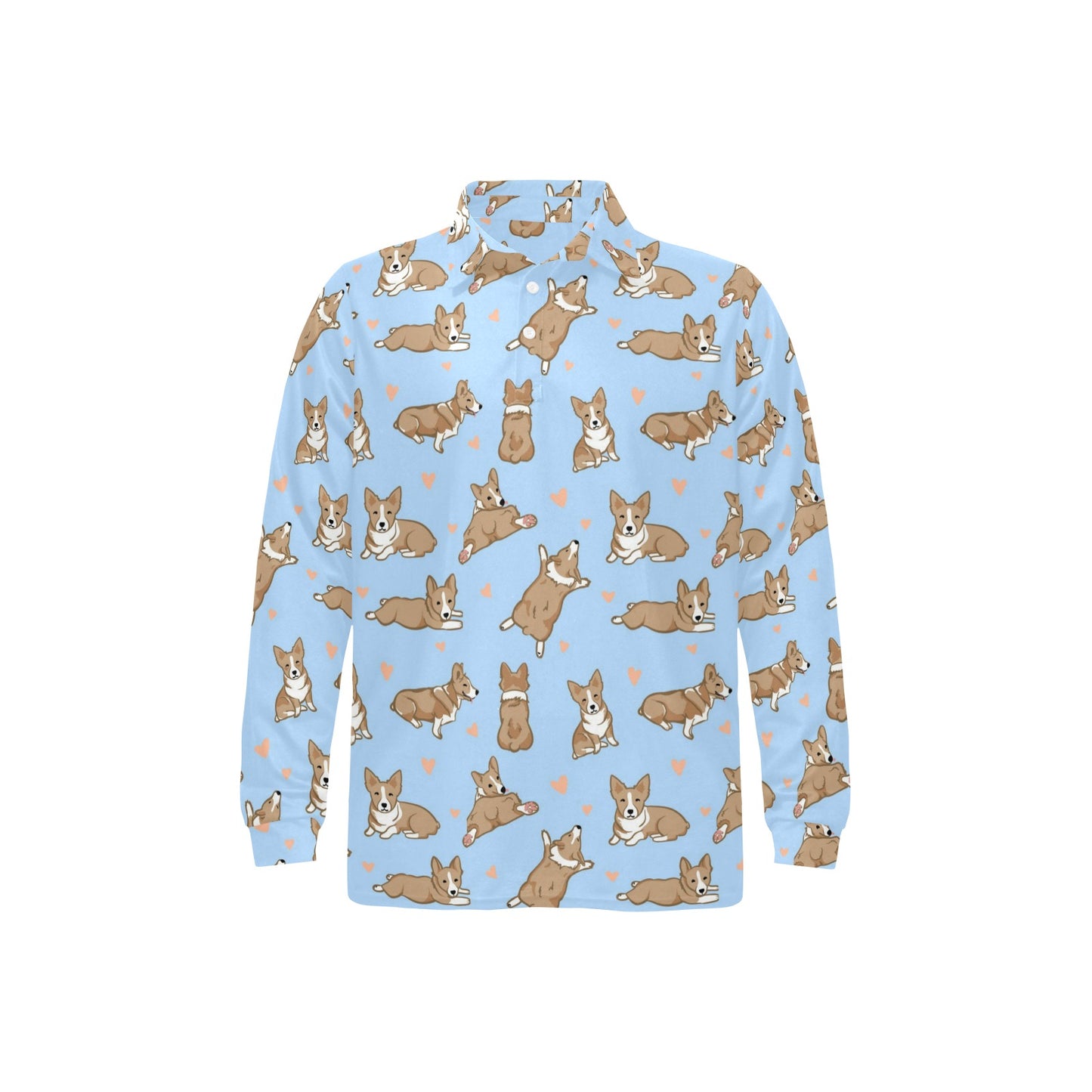 Pembroke Welsh Corgis Pattern Print Design A05 Long Sleeve Polo Shirt For Men's
