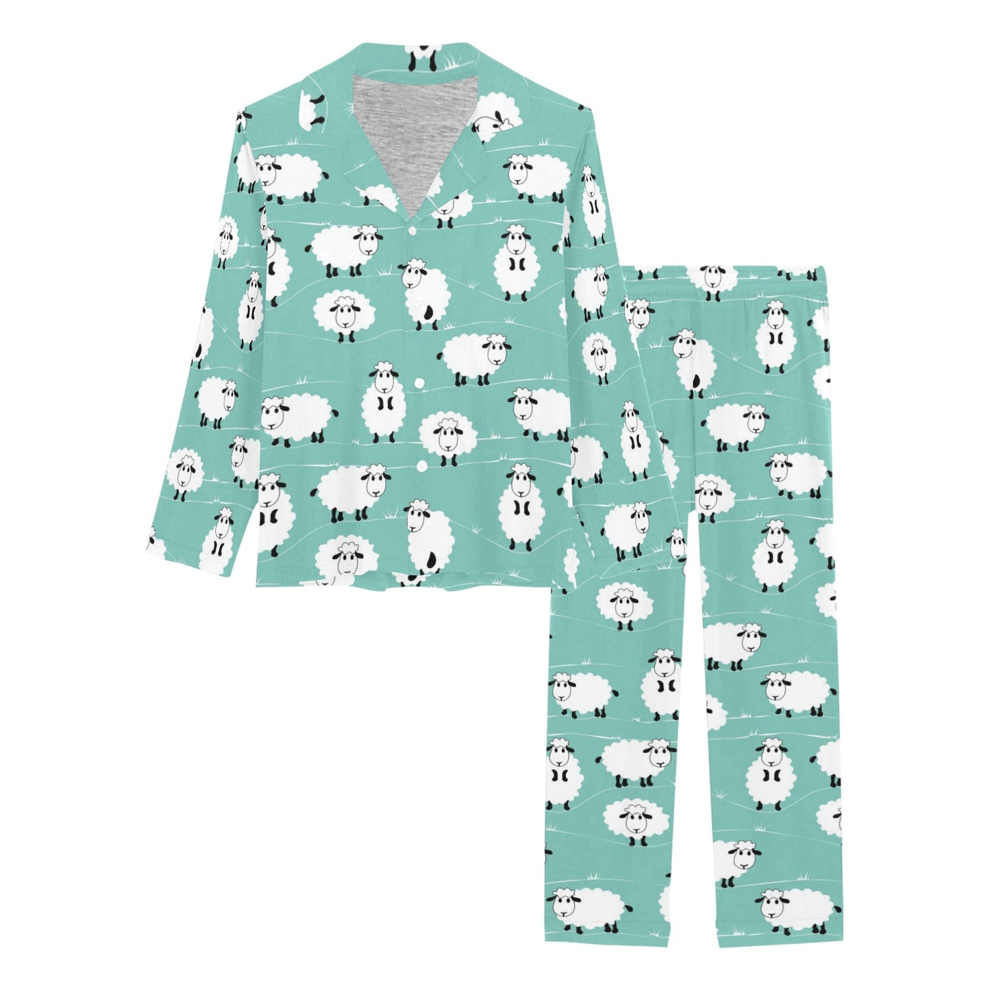 Sheep Print Design LKS404 Women's Long Pajama Set