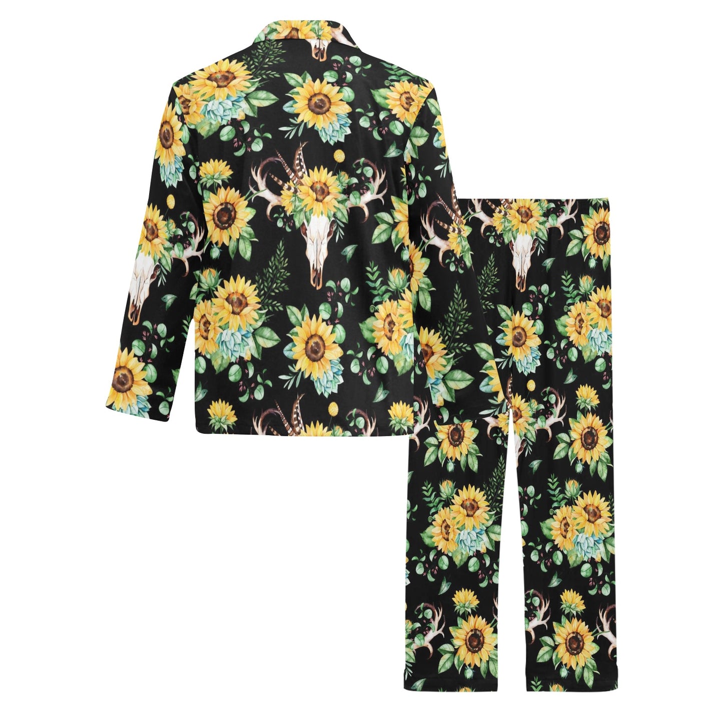 Sunflower Pattern Print Design SF08 Men's Long Pajama Set