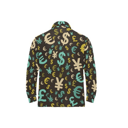 Money Pattern Print Design 01 Long Sleeve Polo Shirt For Men's