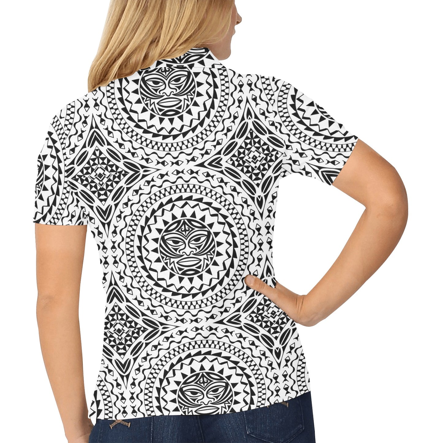 Polynesian Tribal Mask Women's Polo Shirt
