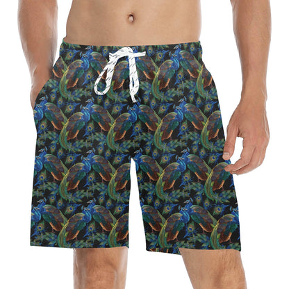 Peacock Themed Design Print Men's Swim Trunks Beach Shorts