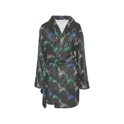 Motocross Pattern Print Design 02 Women's Fleece Robe