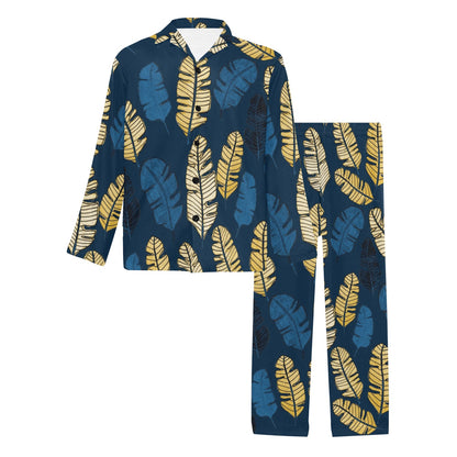 Banana Leaf Pattern Print Design BL09 Men's Long Pajama Set
