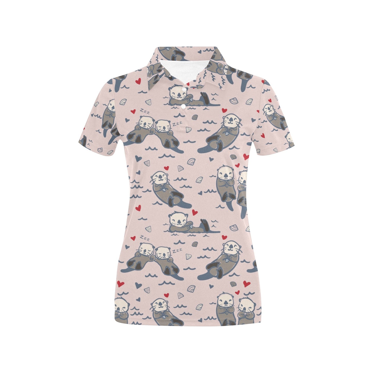 Sea Otter Pattern Print Design 02 Women's Polo Shirt
