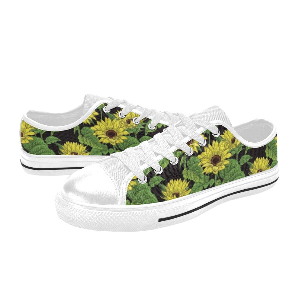 Sunflower Print Design LKS3010 Women's White Low Top Shoes
