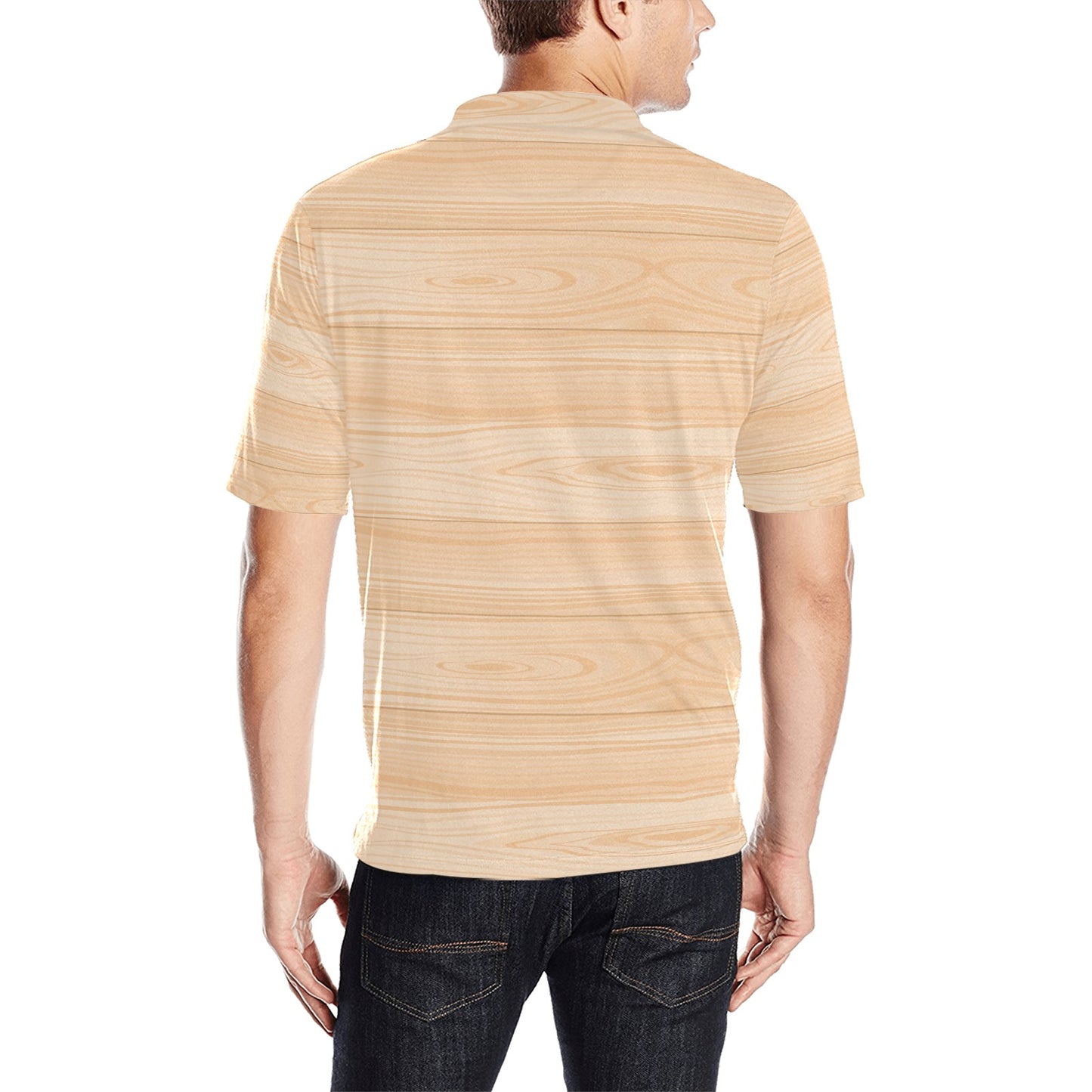 Wood Texture Print Design LKS302 Men Polo Shirt