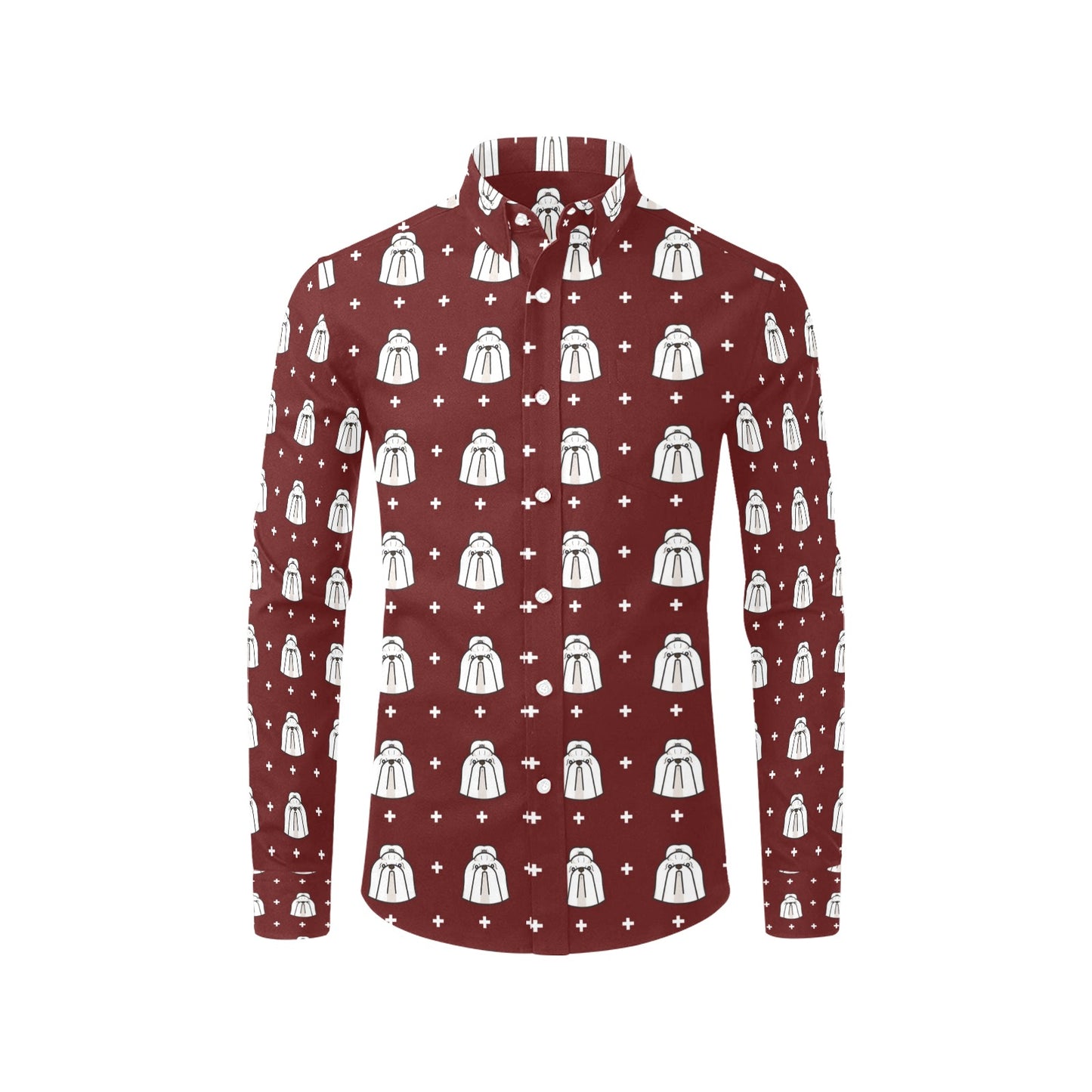 Shih Tzu Print Design LKS301 Men's Long Sleeve Dress Shirt