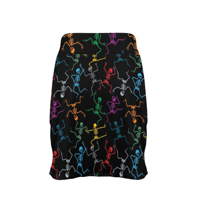 Skeleton Colorful Print Design LKS302 17" Golf & Pickleball Skort with Pockets