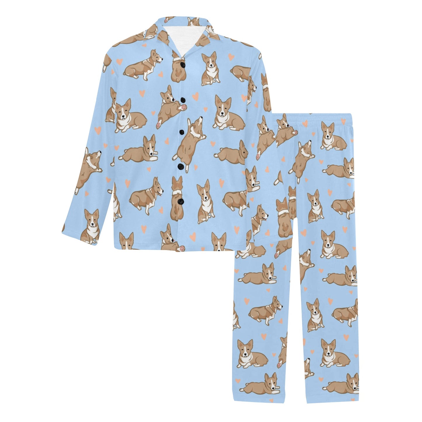 Pembroke Welsh Corgis Pattern Print Design A05 Men's Long Pajama Set