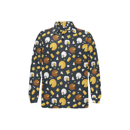 Cheese Pattern Print Design 03 Long Sleeve Polo Shirt For Men's