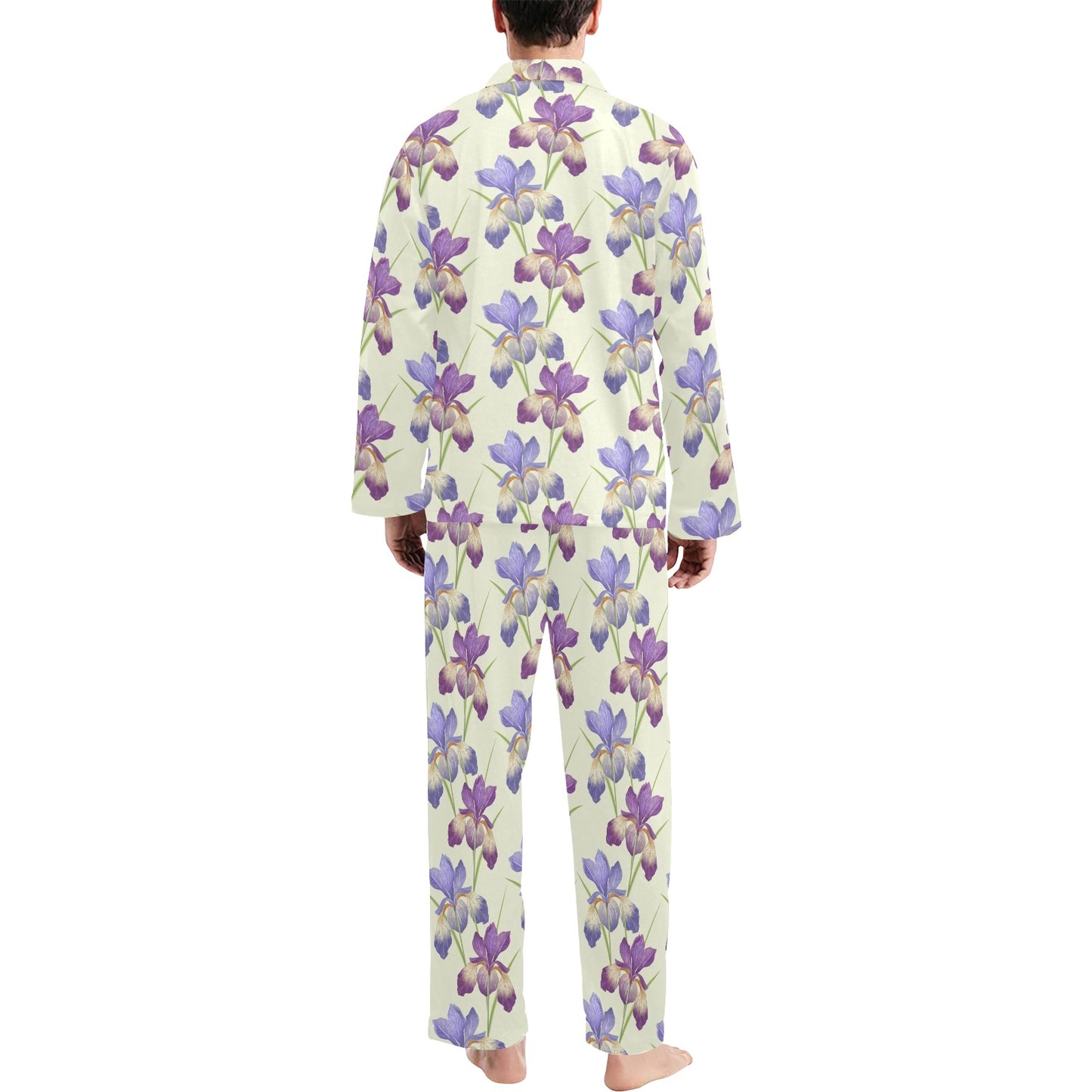 Iris Pattern Print Design IR08 Men's Long Pajama Set