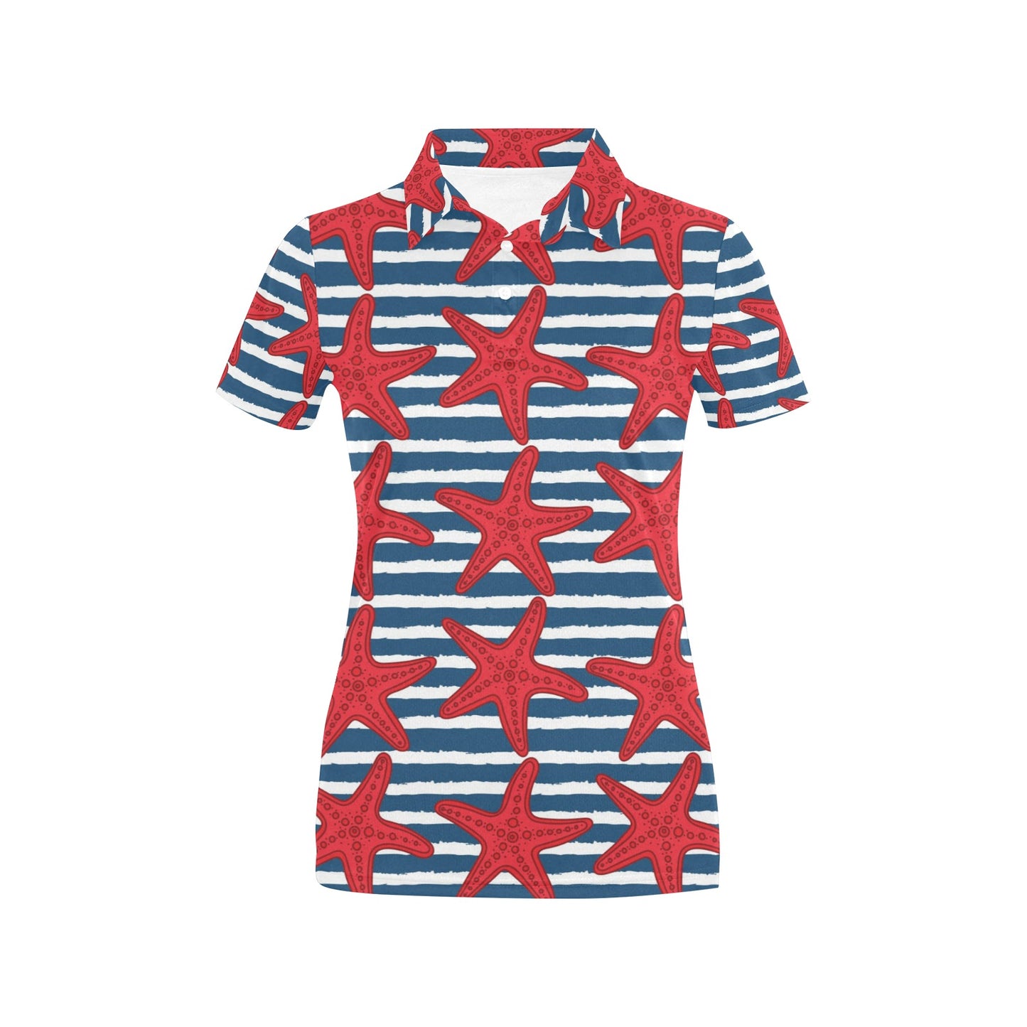 Starfish Red Pattern Print Design 02 Women's Polo Shirt