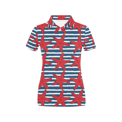 Starfish Red Pattern Print Design 02 Women's Polo Shirt